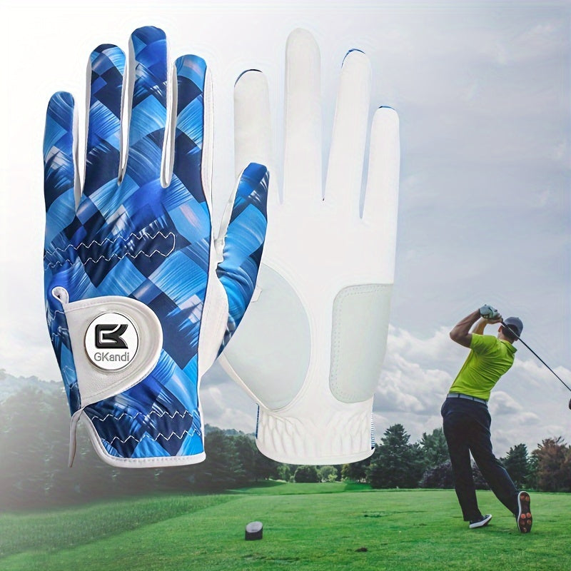 1 Pack Men's Golf Gloves with Marked Balls for Left and Right Hands, All-Weather Men's Golf Gloves Small Medium Large XL