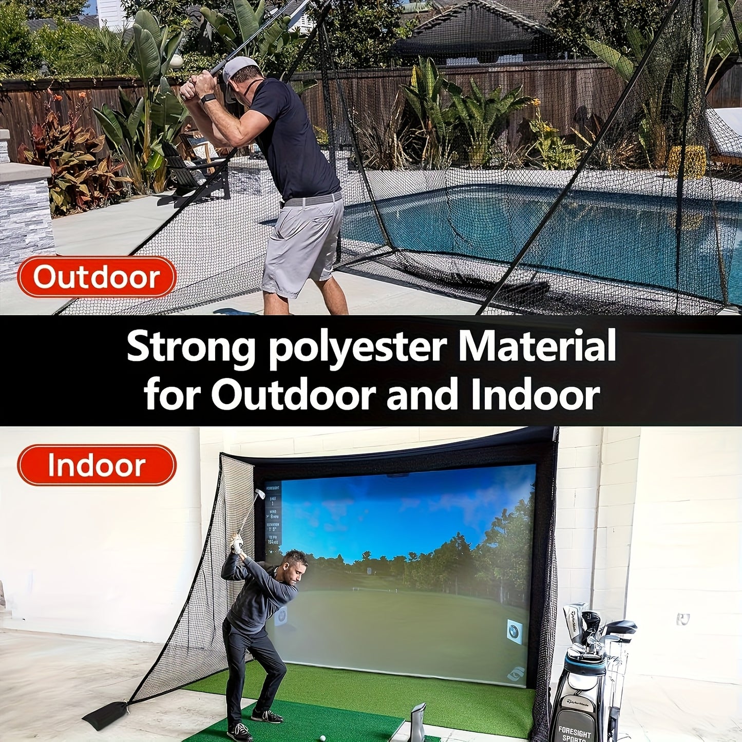 Portable Golf Practice Net with Triangular Base - Heavy-Duty Fiberglass Frame, Indoor/Outdoor Driving Net with Carry Bag for Home, Golf Courses, Training Schools - Stable Golf Swing Trainer for All Skill Levels, Easy Assembly