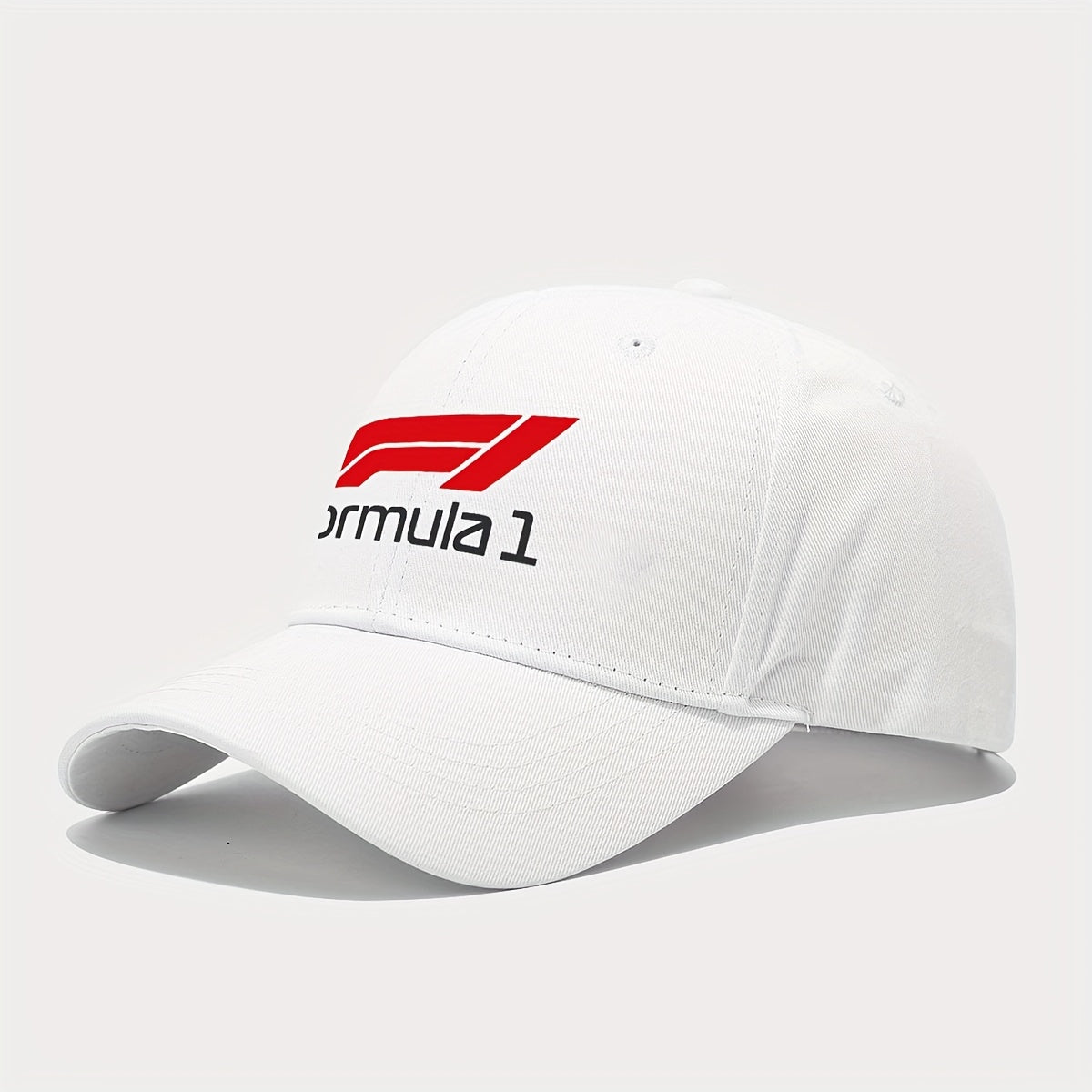 1pc Formula 1 Printed Baseball Cap - Lightweight Adjustable Snapback Hat with Bold F1 Logo, Breathable Six-Panel Design for Golf, Outdoor Sports & Casual Wear, Machine Washable (Black/White), Outdoor Headwear, Durable Headgea