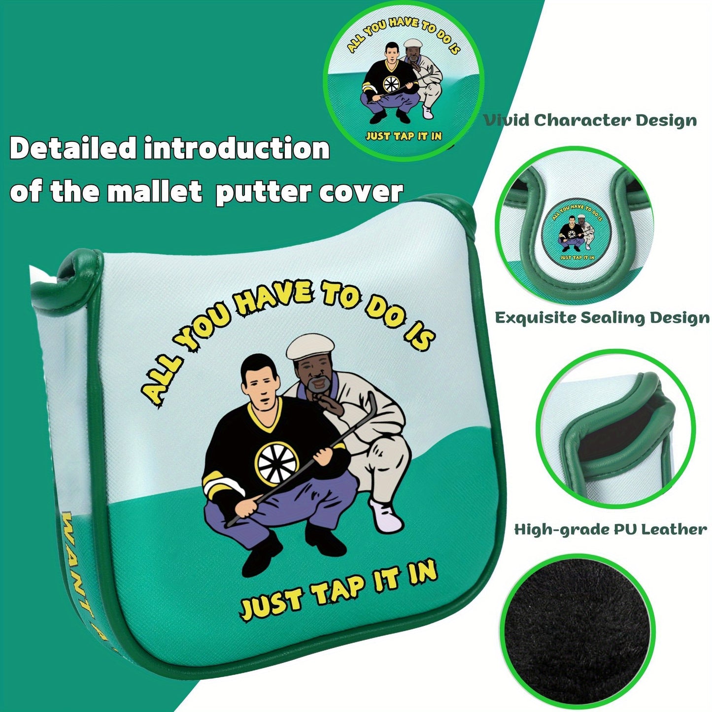 Happy Gilmore Golf Headcover - Premium Golf Club Protector with "Tappy, Tappy, Tappy" Design, Ideal for Men, Dads, and Golf Enthusiasts, Golf Accessory | Cartoon Character Cover | Durable Golf Cover, Golf Accessories