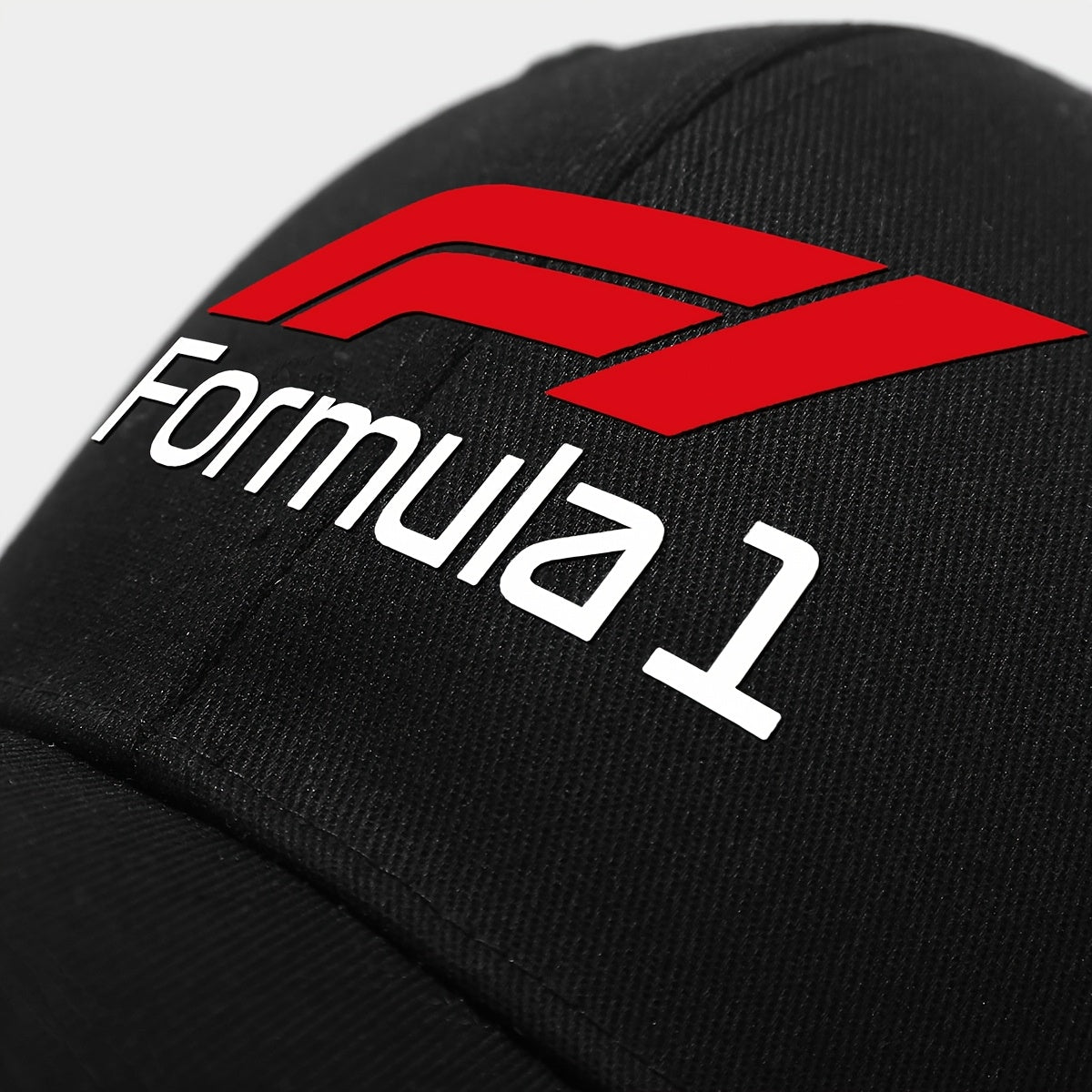 1pc Formula 1 Printed Baseball Cap - Lightweight Adjustable Snapback Hat with Bold F1 Logo, Breathable Six-Panel Design for Golf, Outdoor Sports & Casual Wear, Machine Washable (Black/White), Outdoor Headwear, Durable Headgea