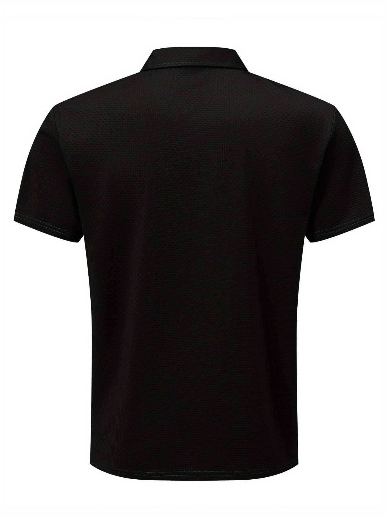 KWAY Men'S Breathable Mesh Short Sleeve Shirt - Lightweight Summer Golf & Business Casual Top with Moisture-Wicking Fabric, Regular Fit, Black with White Logo, Summer Golf Shirt | Stylish Collar Shirt | Moisturewicking Fabric