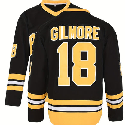 Men's #18 Black Ice Hockey Jersey - Retro Classic Embroidered, Breathable Pullover Sweatshirt for Parties & Sports - Perfect Gift