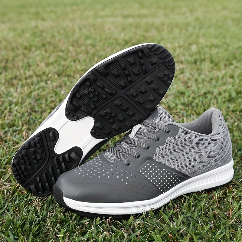 Men's Solid Non-slip Golf Shoes, Professional Lace Up Sports Sneakers - Perfect For Better Performance