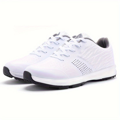 Men's Solid Non-slip Golf Shoes, Professional Lace Up Sports Sneakers - Perfect For Better Performance