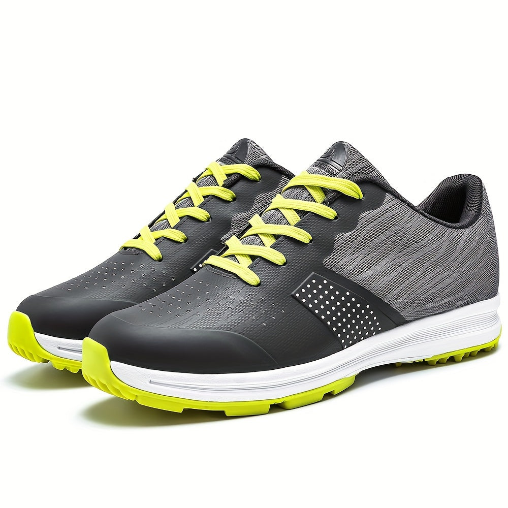 Men's Solid Non-slip Golf Shoes, Professional Lace Up Sports Sneakers - Perfect For Better Performance