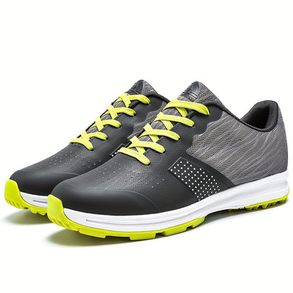 Men's Solid Non-slip Golf Shoes, Professional Lace Up Sports Sneakers - Perfect For Better Performance