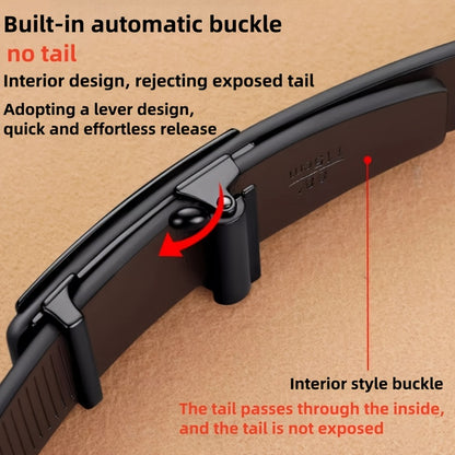 Men'S Golf Business Belt, Black Faux Leather, Fashion Golden Automatic Alloy Buckle, Durable, for Casual and Semi-Formal Wear
