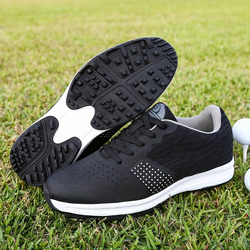 Men's Solid Non-slip Golf Shoes, Professional Lace Up Sports Sneakers - Perfect For Better Performance