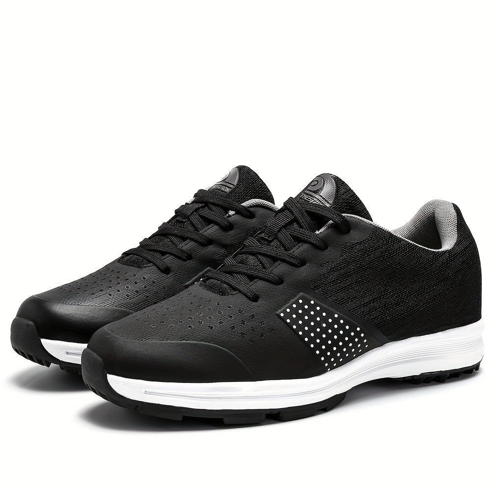 Men's Solid Non-slip Golf Shoes, Professional Lace Up Sports Sneakers - Perfect For Better Performance