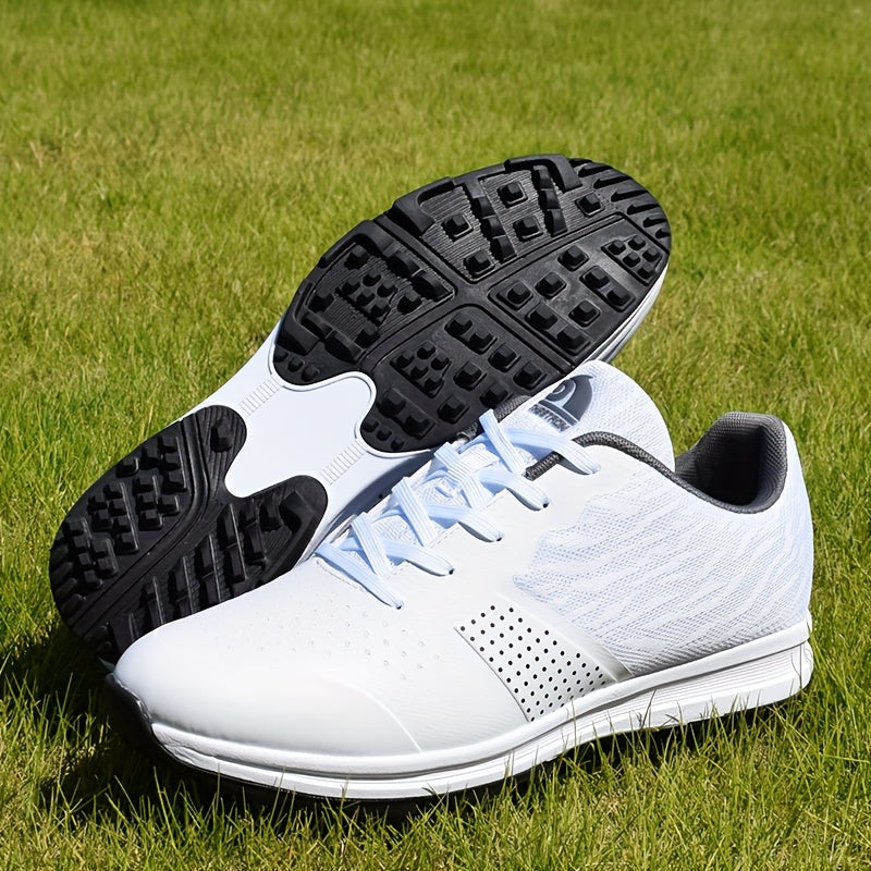 Men's Solid Non-slip Golf Shoes, Professional Lace Up Sports Sneakers - Perfect For Better Performance