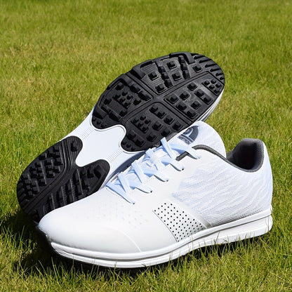 Men's Solid Non-slip Golf Shoes, Professional Lace Up Sports Sneakers - Perfect For Better Performance