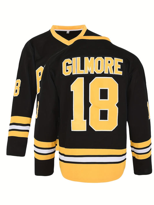 Men's #18 Black Ice Hockey Jersey - Retro Classic Embroidered, Breathable Pullover Sweatshirt for Parties & Sports - Perfect Gift