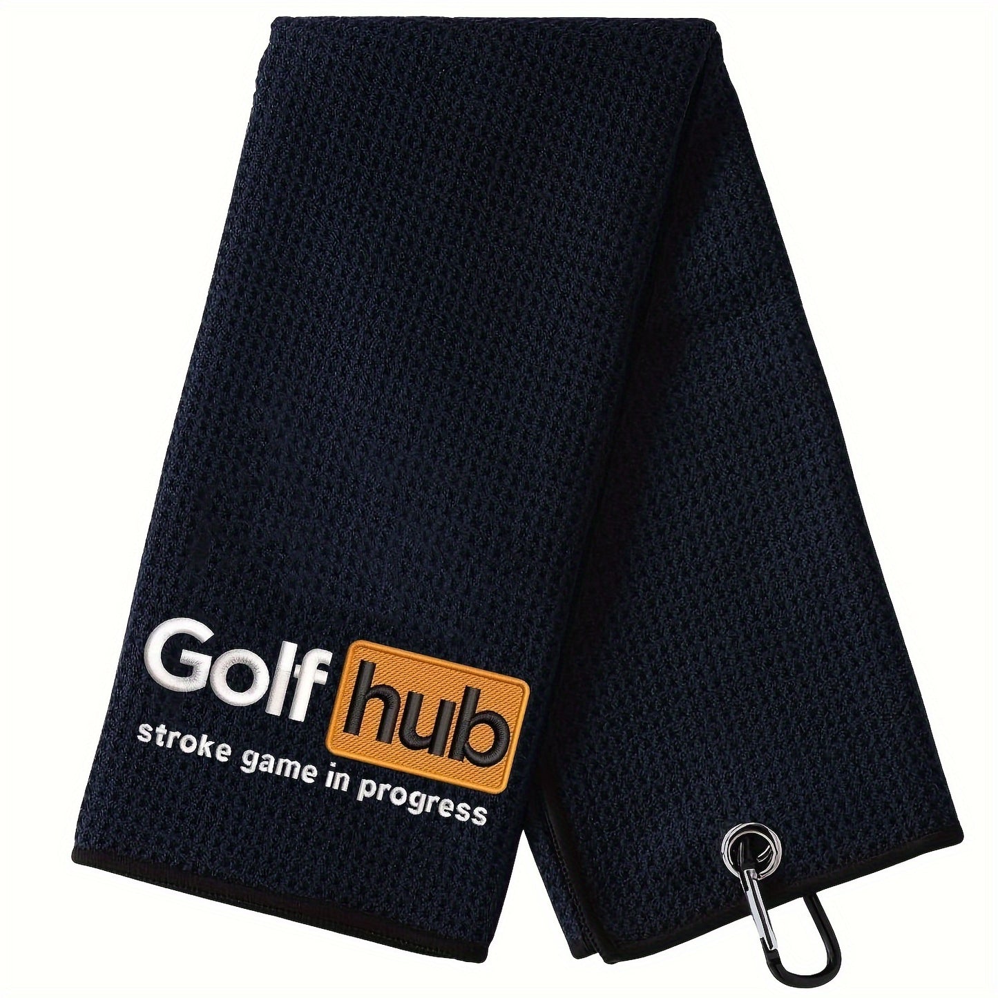 GolfHub Embroidered Microfiber Waffle Towel - High Absorbency, Quick-Dry with Heavy Duty Carabiner Clip - Perfect for Men & Women Golfers - Ideal Gift for Dad, Mom, Grandpa & Friends