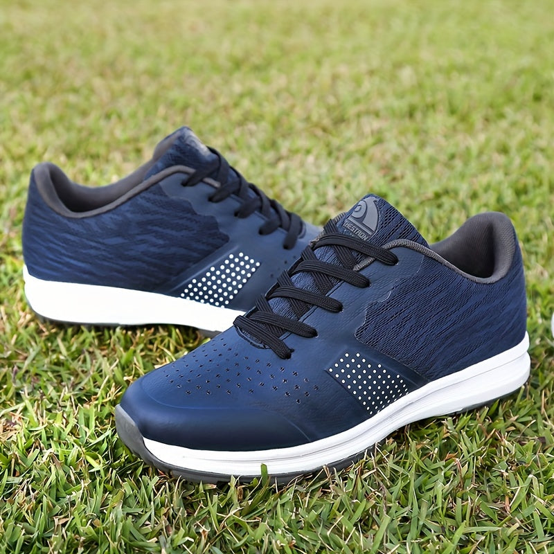 Men's Solid Non-slip Golf Shoes, Professional Lace Up Sports Sneakers - Perfect For Better Performance