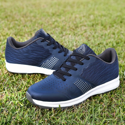 Men's Solid Non-slip Golf Shoes, Professional Lace Up Sports Sneakers - Perfect For Better Performance