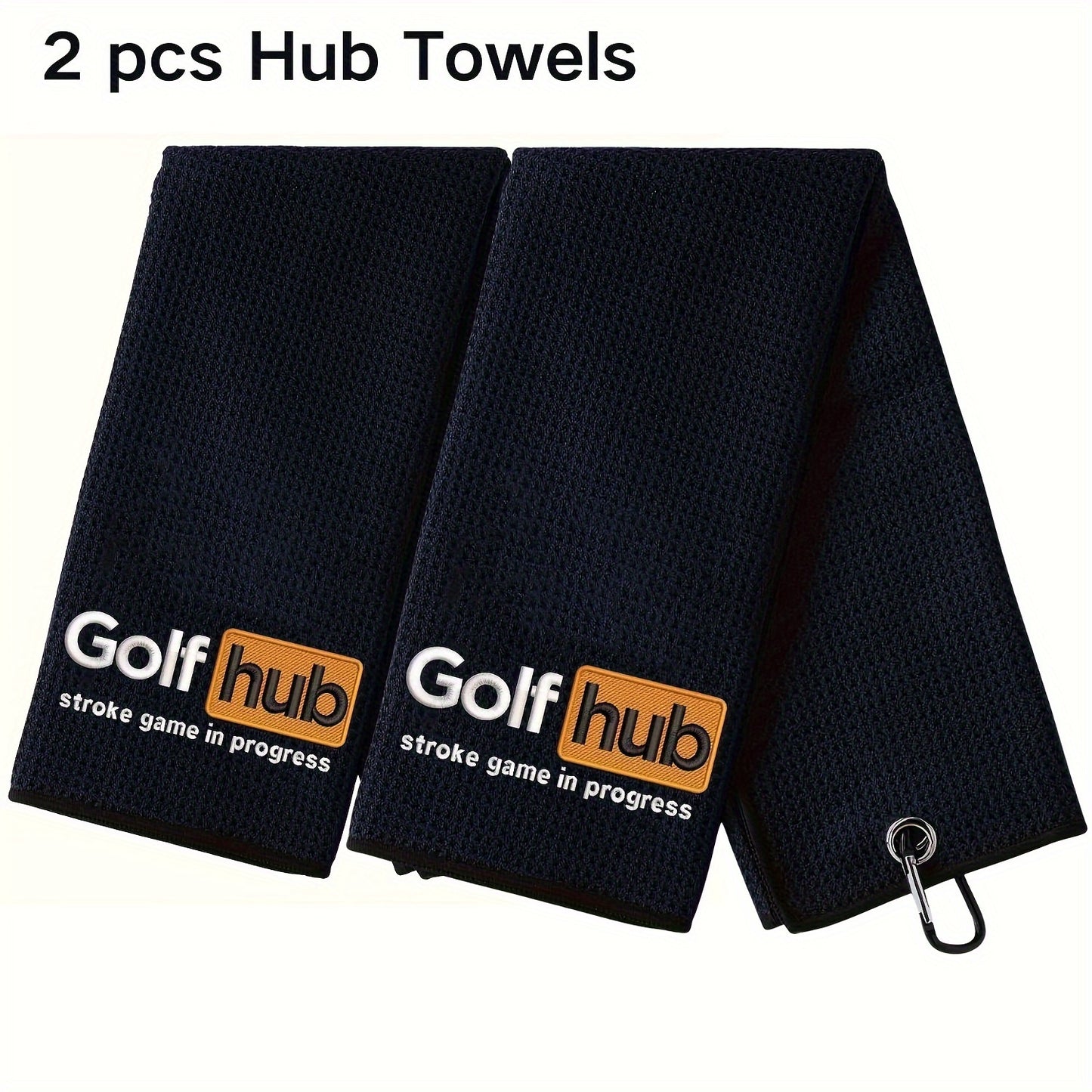 GolfHub Embroidered Microfiber Waffle Towel - High Absorbency, Quick-Dry with Heavy Duty Carabiner Clip - Perfect for Men & Women Golfers - Ideal Gift for Dad, Mom, Grandpa & Friends