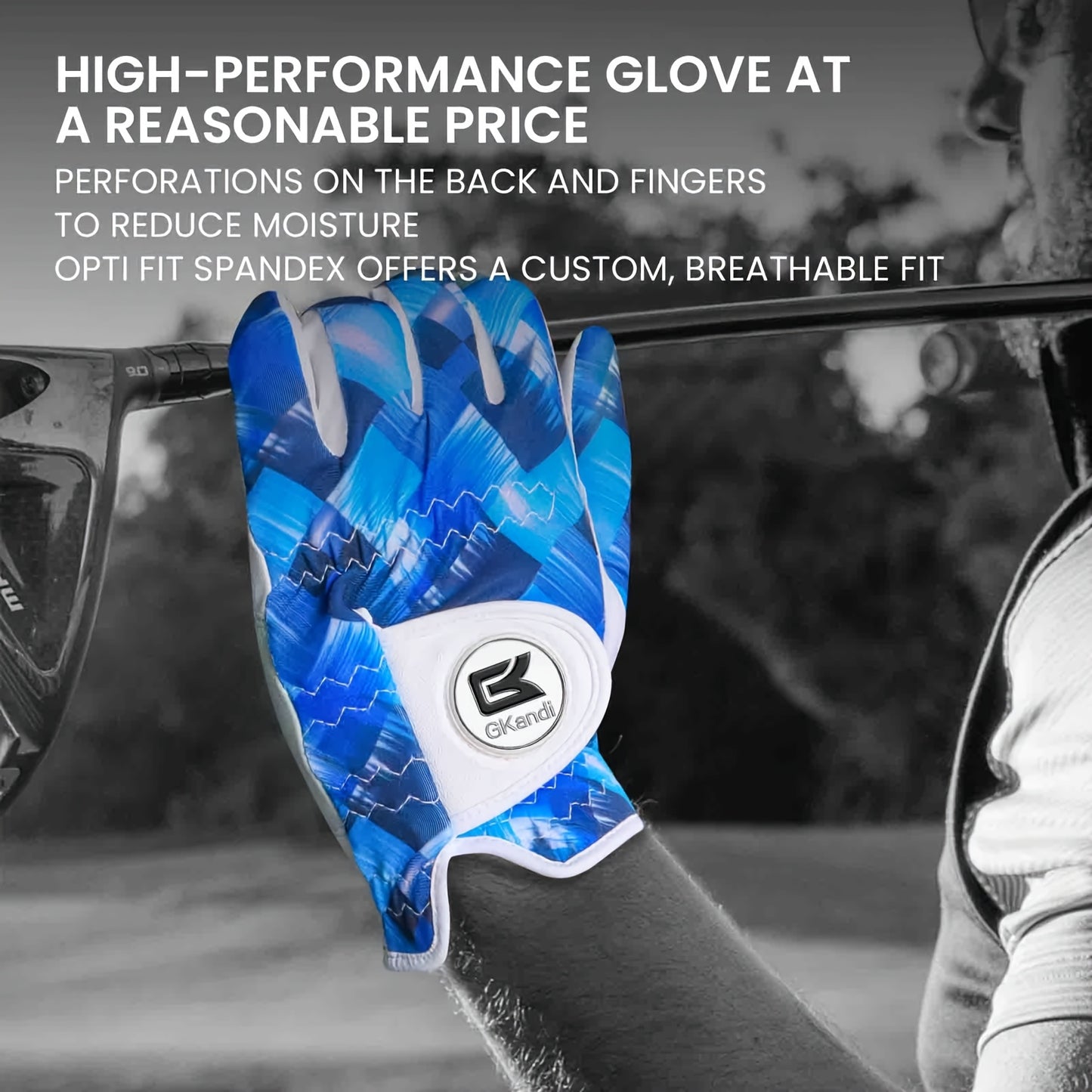 1 Pack Men's Golf Gloves with Marked Balls for Left and Right Hands, All-Weather Men's Golf Gloves Small Medium Large XL