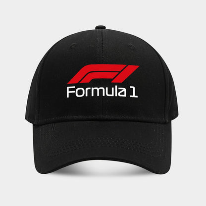 1pc Formula 1 Printed Baseball Cap - Lightweight Adjustable Snapback Hat with Bold F1 Logo, Breathable Six-Panel Design for Golf, Outdoor Sports & Casual Wear, Machine Washable (Black/White), Outdoor Headwear, Durable Headgea