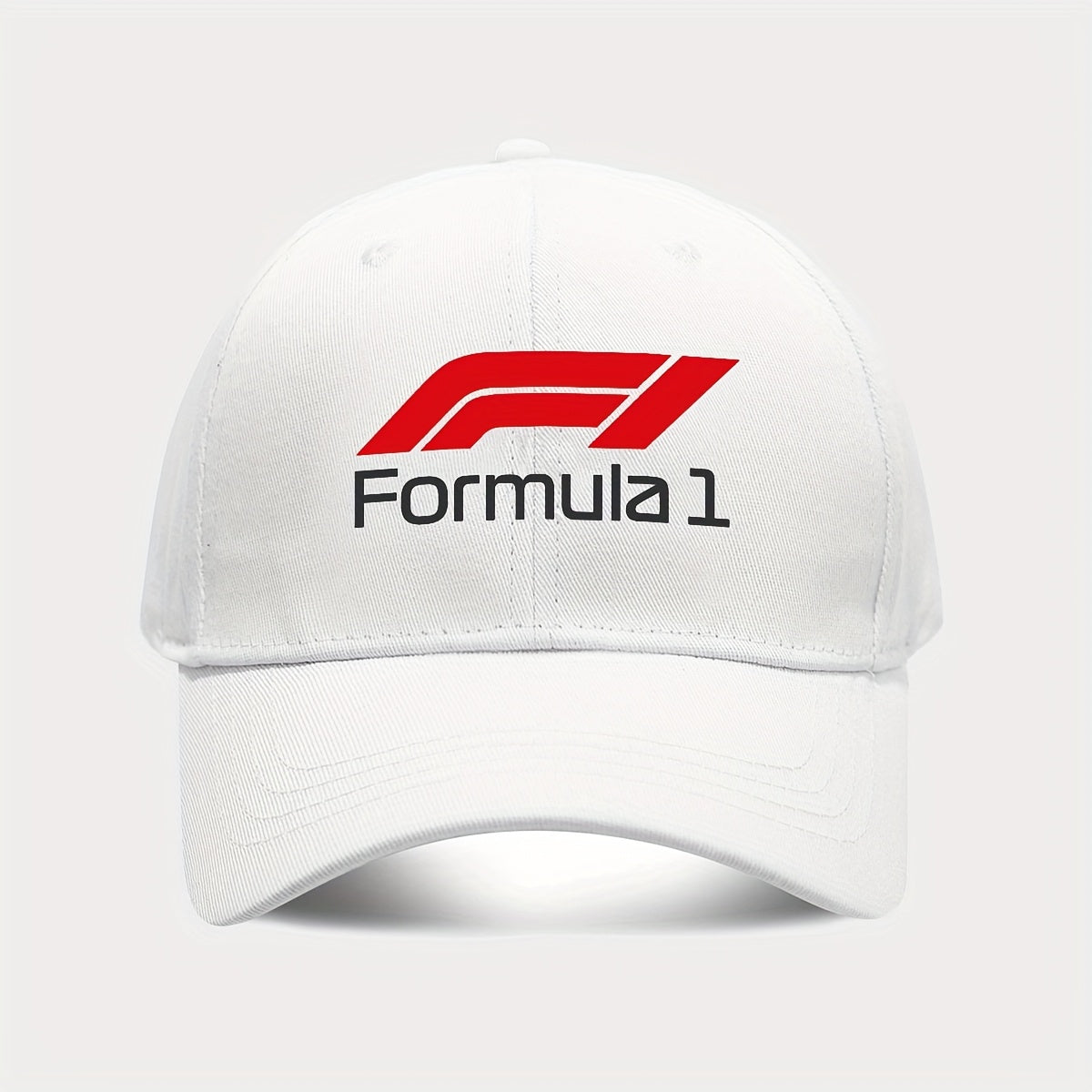 1pc Formula 1 Printed Baseball Cap - Lightweight Adjustable Snapback Hat with Bold F1 Logo, Breathable Six-Panel Design for Golf, Outdoor Sports & Casual Wear, Machine Washable (Black/White), Outdoor Headwear, Durable Headgea