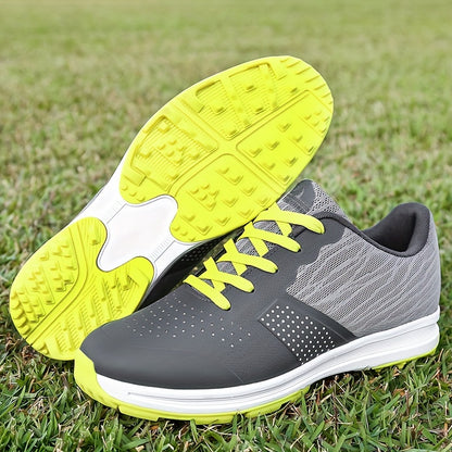 Men's Solid Non-slip Golf Shoes, Professional Lace Up Sports Sneakers - Perfect For Better Performance