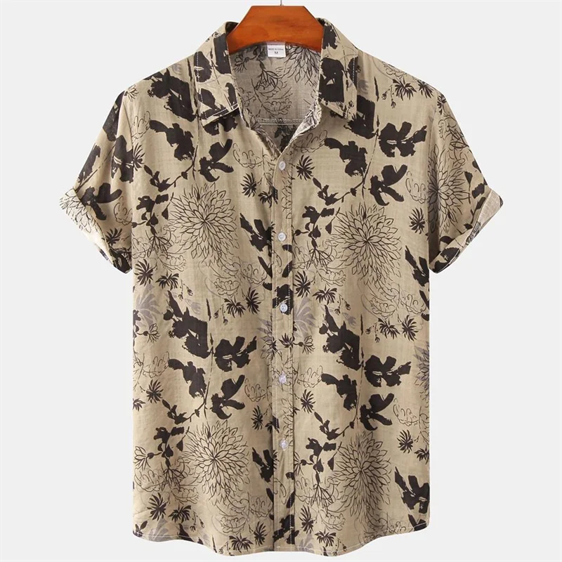 Men's Summer Hawaiian Casual Fashion Social Beach Style Short Sleeved Printed Loose Retro Vacation Shirt Camisas Estampadas
