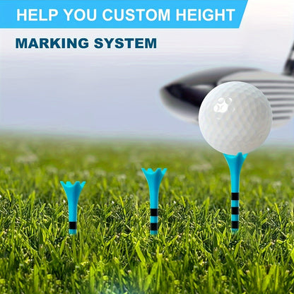 FULL CHOICE Professional Golf Tees Pack - High Refractive Index Polymer 4-Prong Design, Custom Height Marking System - Low Friction & Resistance - Mixed Colors, Multiple Quantities Available