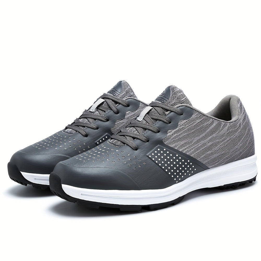 Men's Solid Non-slip Golf Shoes, Professional Lace Up Sports Sneakers - Perfect For Better Performance