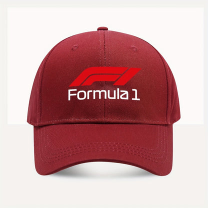 1pc Formula 1 Printed Baseball Cap - Lightweight Adjustable Snapback Hat with Bold F1 Logo, Breathable Six-Panel Design for Golf, Outdoor Sports & Casual Wear, Machine Washable (Black/White), Outdoor Headwear, Durable Headgea