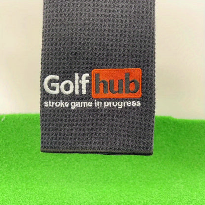 GolfHub Embroidered Microfiber Waffle Towel - High Absorbency, Quick-Dry with Heavy Duty Carabiner Clip - Perfect for Men & Women Golfers - Ideal Gift for Dad, Mom, Grandpa & Friends