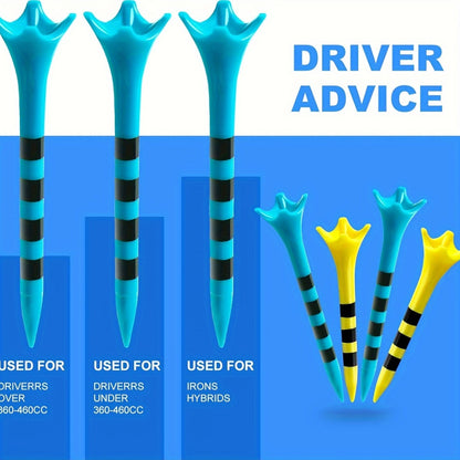 FULL CHOICE Professional Golf Tees Pack - High Refractive Index Polymer 4-Prong Design, Custom Height Marking System - Low Friction & Resistance - Mixed Colors, Multiple Quantities Available