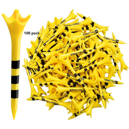 FULL CHOICE Professional Golf Tees Pack - High Refractive Index Polymer 4-Prong Design, Custom Height Marking System - Low Friction & Resistance - Mixed Colors, Multiple Quantities Available