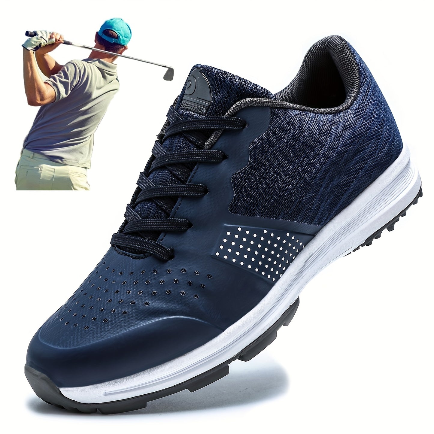 Men's Solid Non-slip Golf Shoes, Professional Lace Up Sports Sneakers - Perfect For Better Performance