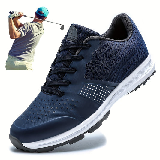 Men's Solid Non-slip Golf Shoes, Professional Lace Up Sports Sneakers - Perfect For Better Performance