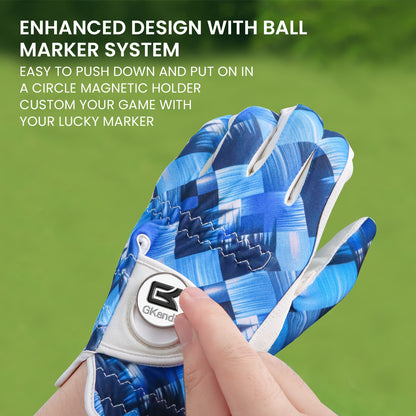 1 Pack Men's Golf Gloves with Marked Balls for Left and Right Hands, All-Weather Men's Golf Gloves Small Medium Large XL
