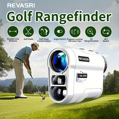 REVASRI Golf Rangefinder with Slope & Pin Lock Vibration - 1000YDS Laser Range Finder, External Slope Switch (Tournament Legal), Rechargeable Battery, Flag Lock, Straight-Line Distance Measurement for Golfers & Beginners