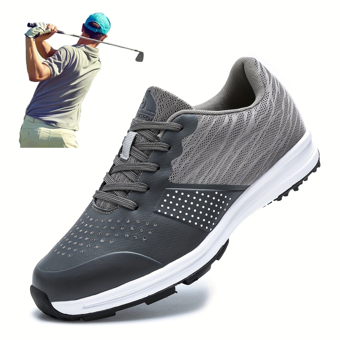 Men's Solid Non-slip Golf Shoes, Professional Lace Up Sports Sneakers - Perfect For Better Performance