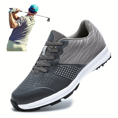 Men's Solid Non-slip Golf Shoes, Professional Lace Up Sports Sneakers - Perfect For Better Performance