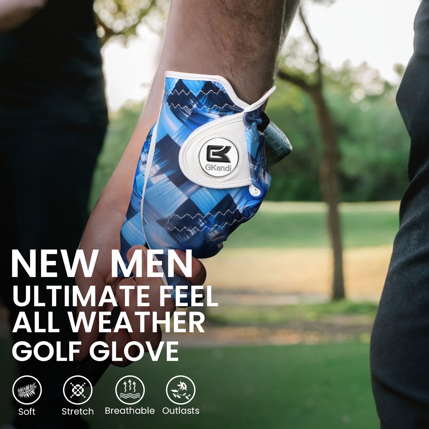 1 Pack Men's Golf Gloves with Marked Balls for Left and Right Hands, All-Weather Men's Golf Gloves Small Medium Large XL