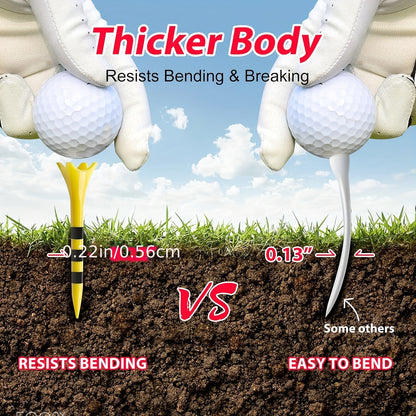 FULL CHOICE Professional Golf Tees Pack - High Refractive Index Polymer 4-Prong Design, Custom Height Marking System - Low Friction & Resistance - Mixed Colors, Multiple Quantities Available