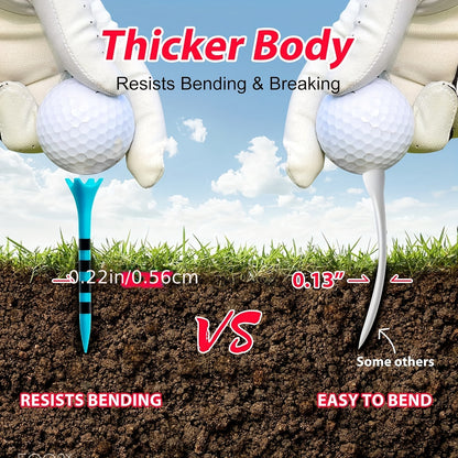 FULL CHOICE Professional Golf Tees Pack - High Refractive Index Polymer 4-Prong Design, Custom Height Marking System - Low Friction & Resistance - Mixed Colors, Multiple Quantities Available